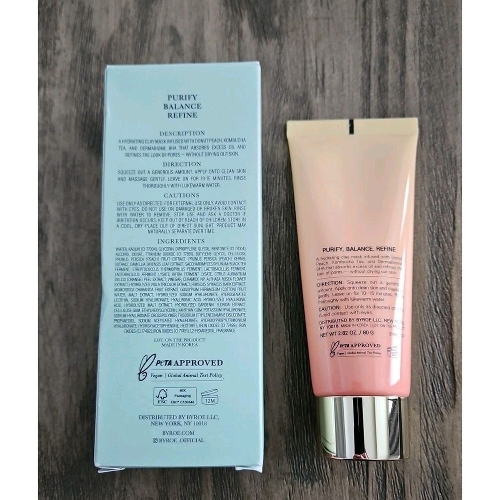 BYROE Peach Kombucha Tea Purifying Mask  2.82oz - Picture 2 of 2